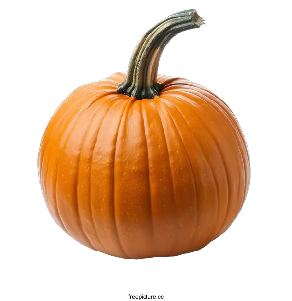 [Transparent Background PNG]Single Orange Pumpkin Isolated on White Background
