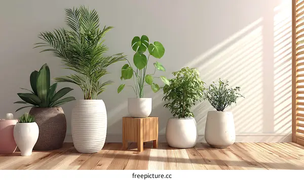 Modern Interior Design with Various Houseplants