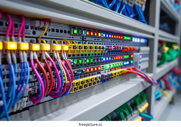 A close up of a telecommunications network