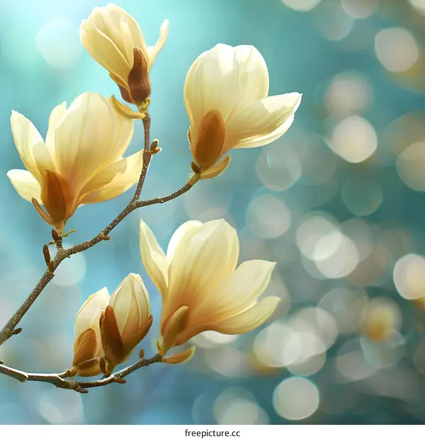 Magnolia Flowers Blooming in Spring