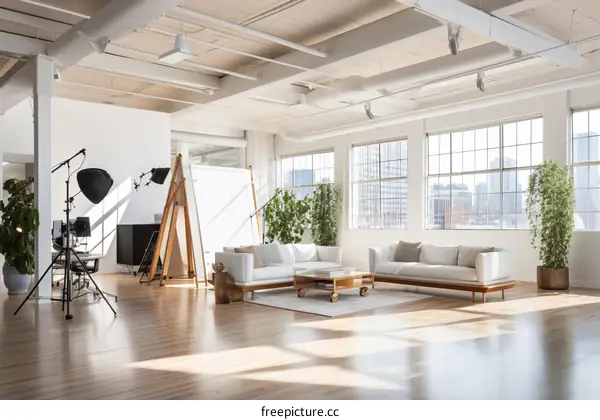 Bright and Airy Loft Space with Modern Furnishings