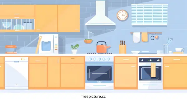 Modern Kitchen Interior Design with White Cabinets and Appliances