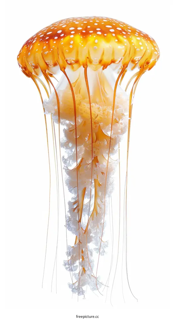 Orange Jellyfish with Flowing Tentacles