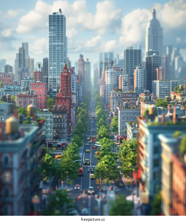 Urban Skyline with Skyscrapers and Traffic