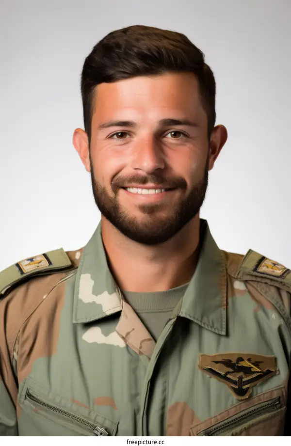 portrait of a smiling young male soldier