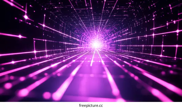 Abstract Digital Tunnel of Pink Light