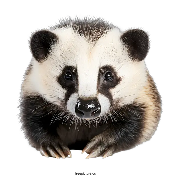 [Transparent Background PNG]Close Up Portrait of a Young Badger