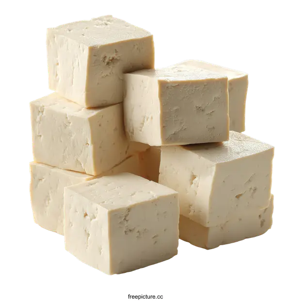 [Transparent Background PNG]Stacked Cubes of Fresh Tofu