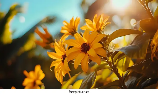 Golden Yellow Flowers in Sunlight