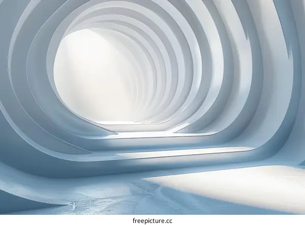 Blue and white futuristic sci-fi tunnel