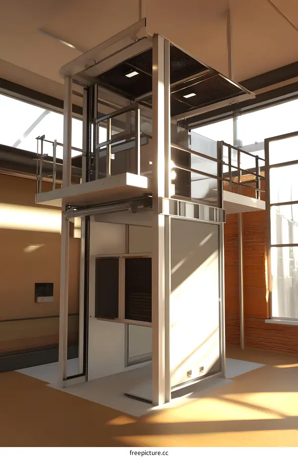Modern Glass and Metal Elevator Platform