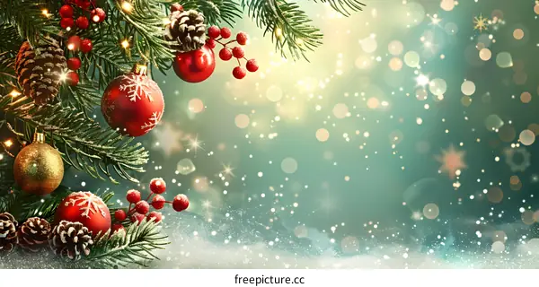 Christmas Tree With Ornaments And Lights