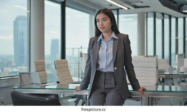 Asian Business Woman in Modern Office Setting