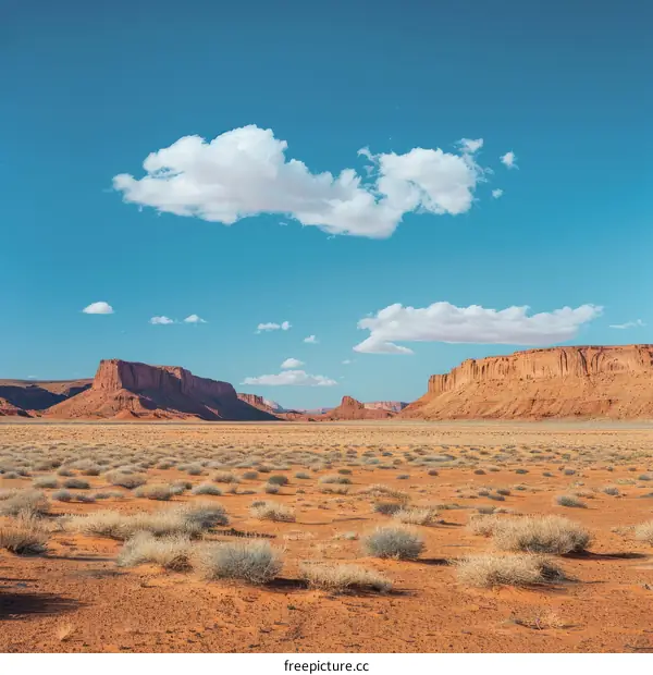 Red Rock Desert Landscape Under a Blue Sky