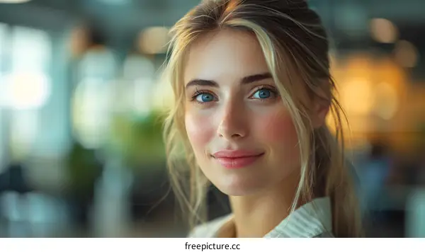 portrait of a beautiful blonde woman smiling