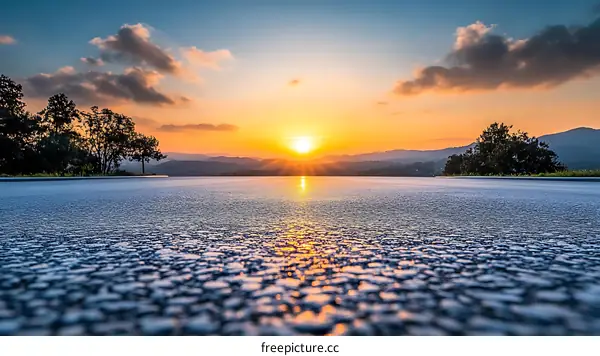 Sunset Over a Country Road