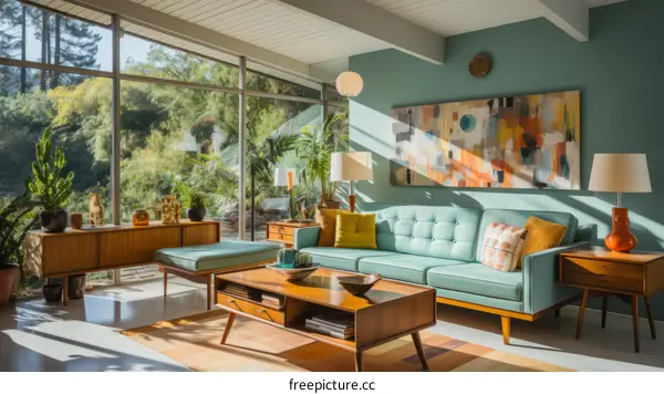 mid century modern living room interior design