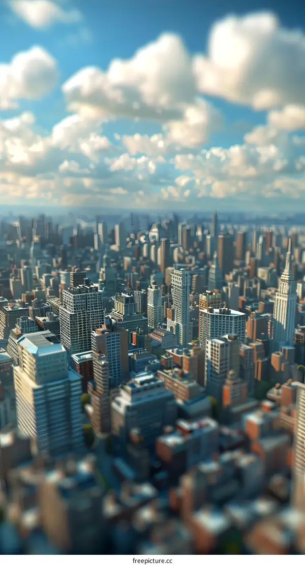 Miniature Diorama of New York City with Tilt-Shift Effect