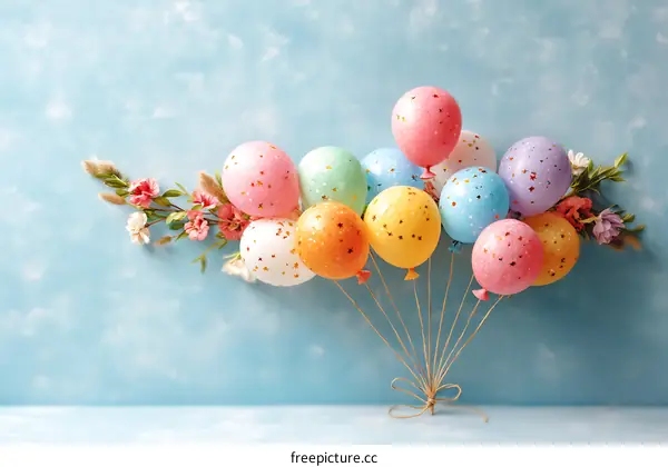Colorful Balloons and Flowers Birthday Celebration