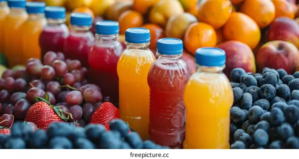 Bottles of Fruit and Berry Juice