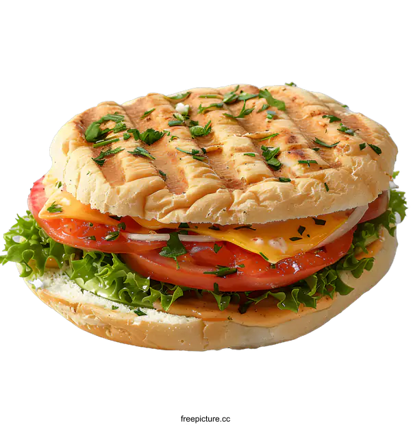 [Transparent Background PNG]Delicious Grilled Chicken Sandwich on White Background