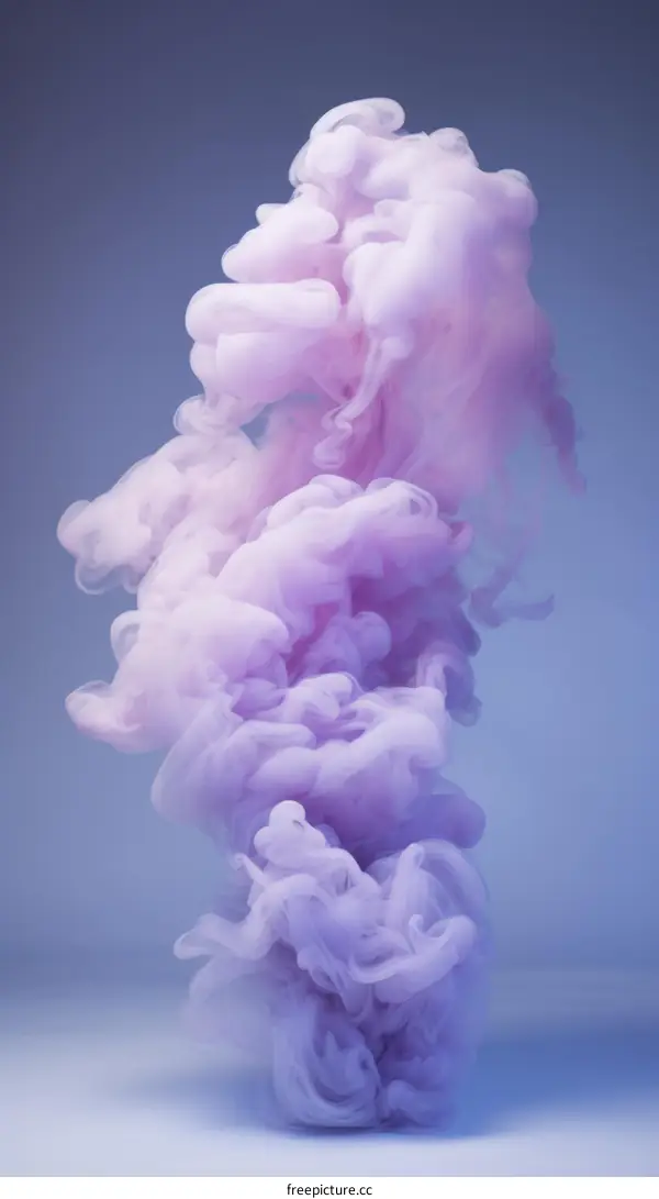 Purple Smoke Isolated on Blue Background