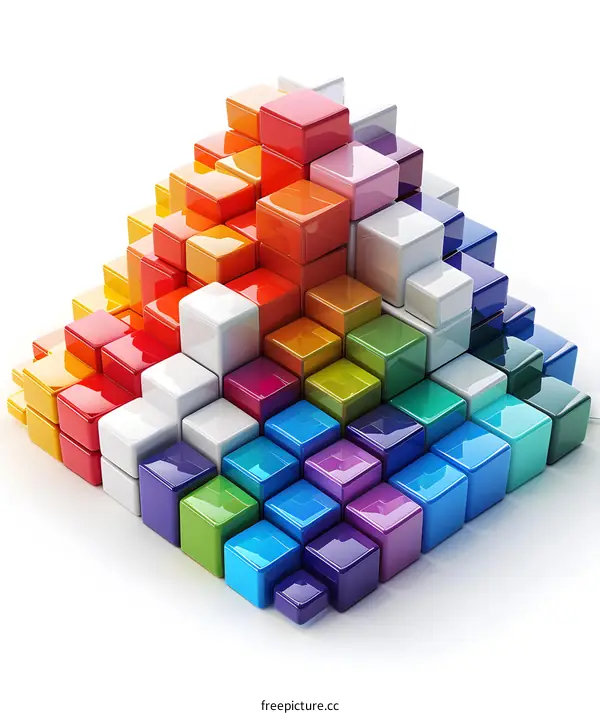 Colorful 3D Cubes Pyramid