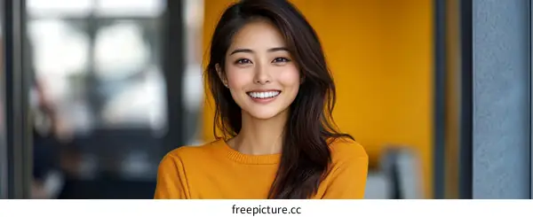 Smiling Asian Woman Portrait in Office