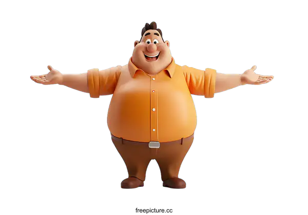 [Transparent Background PNG]A 3D illustration of a fat man