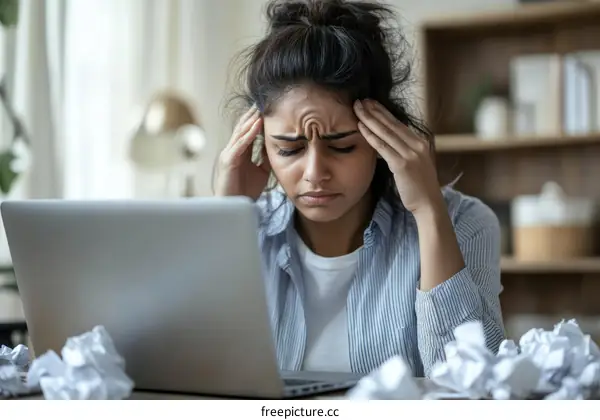 Frustrated Young Woman Stressed by Work