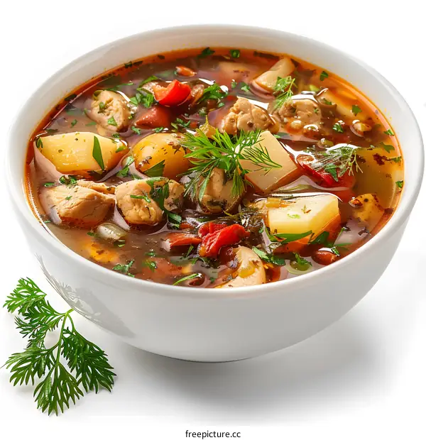 Bowl of Chicken and Vegetable Soup