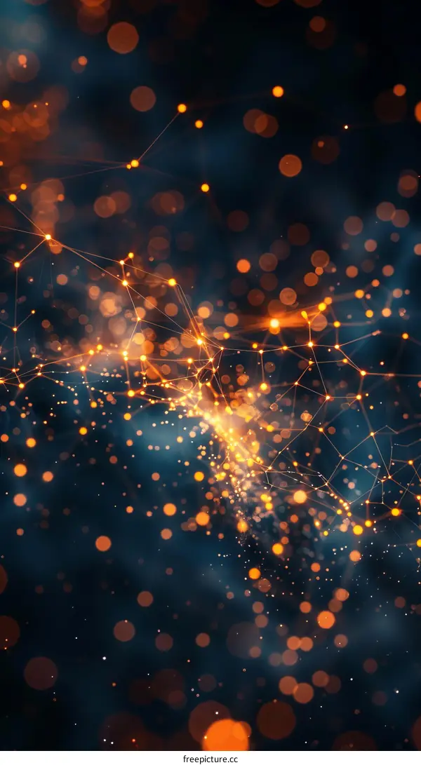 Glowing orange and blue neural network