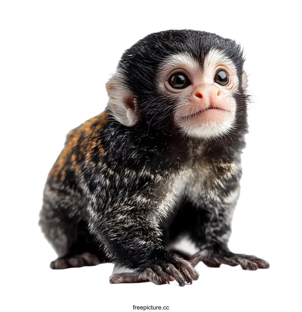 [Transparent Background PNG]Cute Baby Monkey Portrait Isolated on White Background