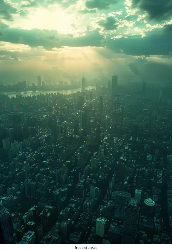 Sunlight Illuminating a Dense Urban Skyline