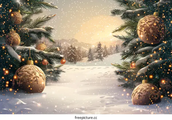 Snowy Family Christmas Scene in a Winter Wonderland