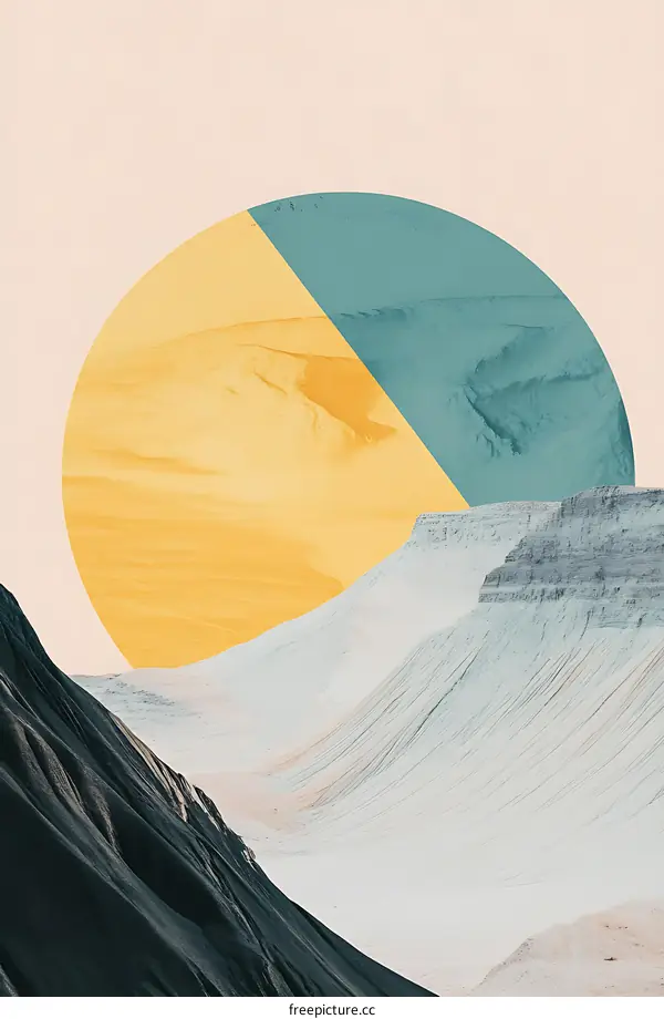 Abstract Minimalist Landscape With Geometric Shapes And Color