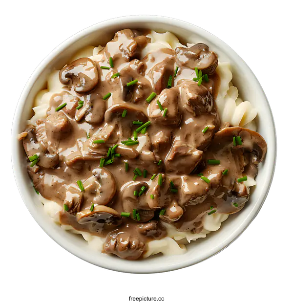 [Transparent Background PNG]Beef Stroganoff with Mushrooms and Pasta