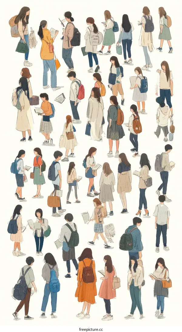 Diverse Crowd of Students in Casual Attire