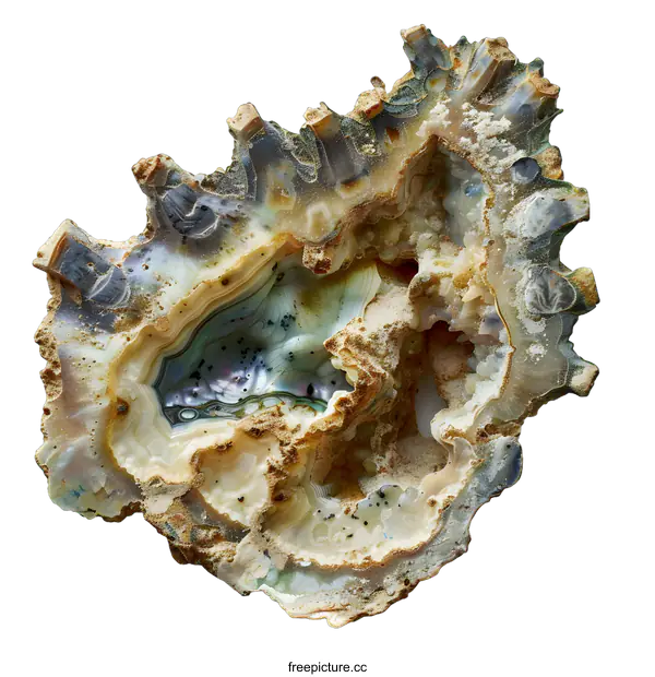 [Transparent Background PNG]A close-up of a colorful geode with a white background