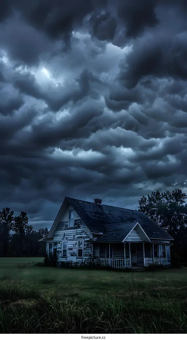 Old House Under Storm Clouds