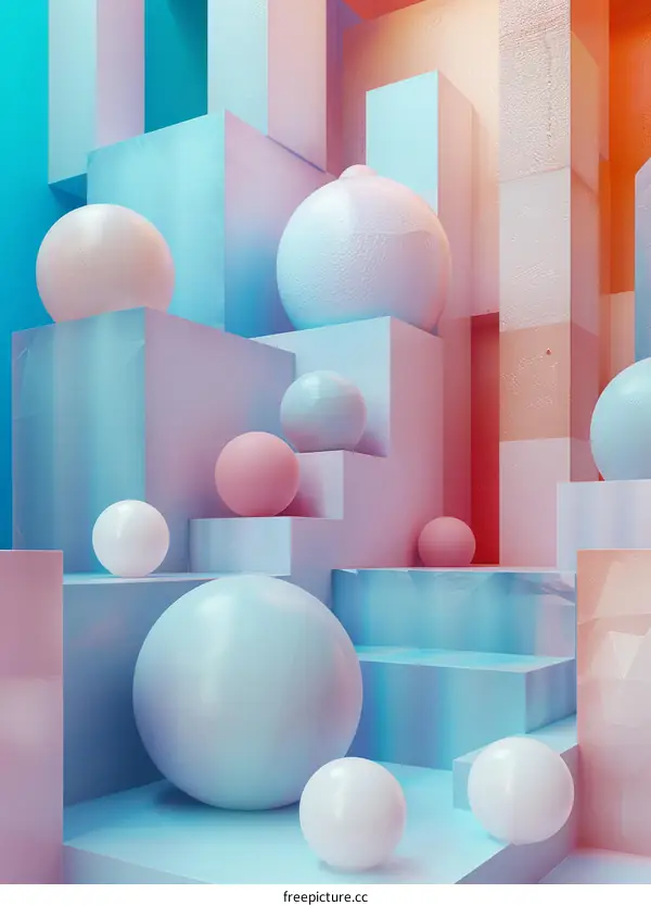 Colorful 3D Rendered Geometric Shapes and Balls