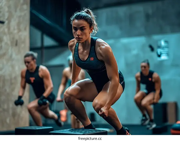 Women Workout At The Gym In Activewear