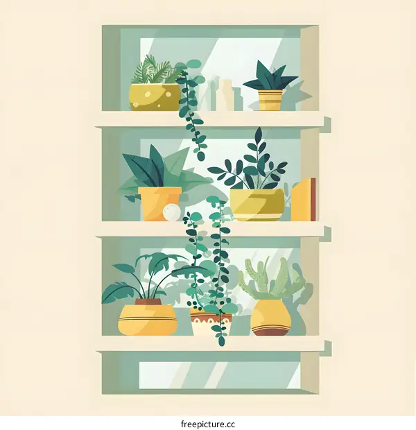 Indoor Plants on a Shelf