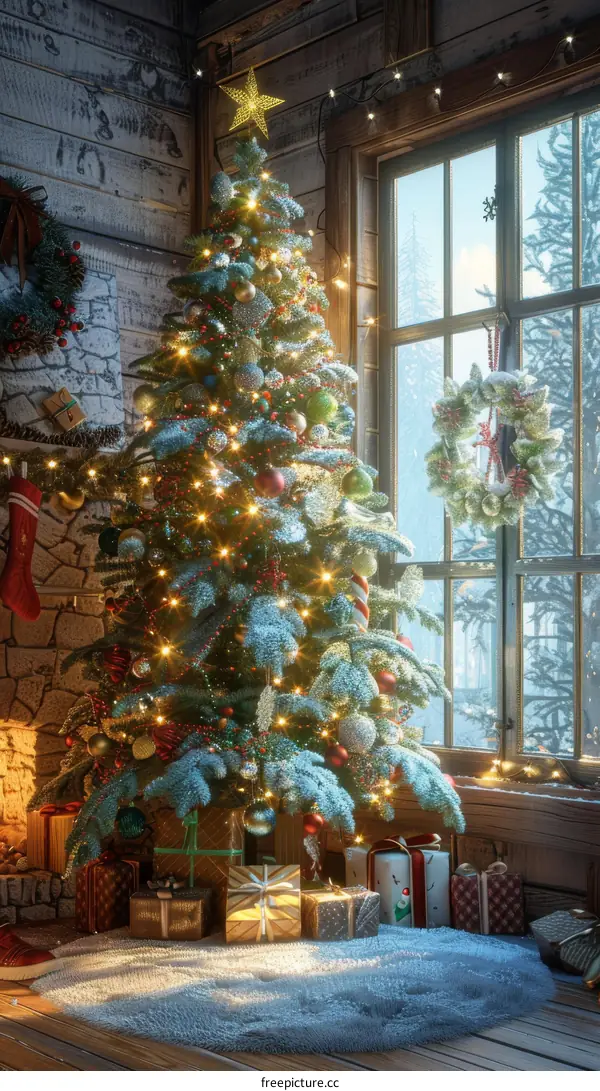 Cozy Christmas Tree in a Festive Living Room