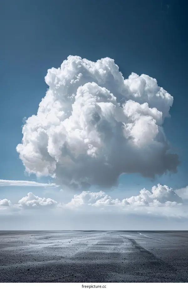 A large white cloud floating in the blue sky
