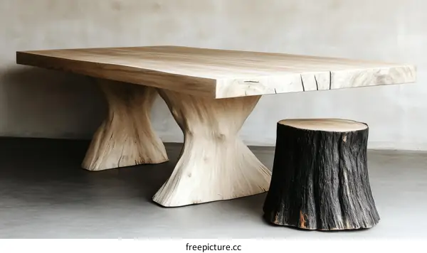 Modern Wooden Dining Table and Stool Set