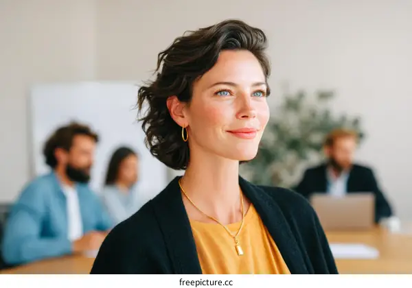 Business Meeting Thoughtful Caucasian Woman