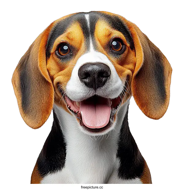 [Transparent Background PNG]Beagle Portrait Close-up with Happy Expression