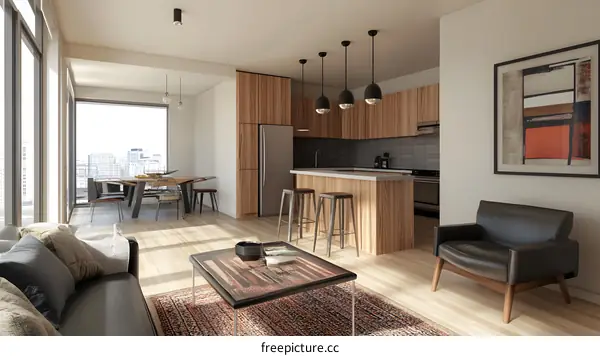 Modern Living Room Kitchen Interior Design