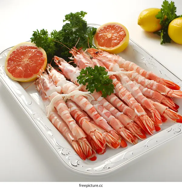 Cooked Prawns on a Plate